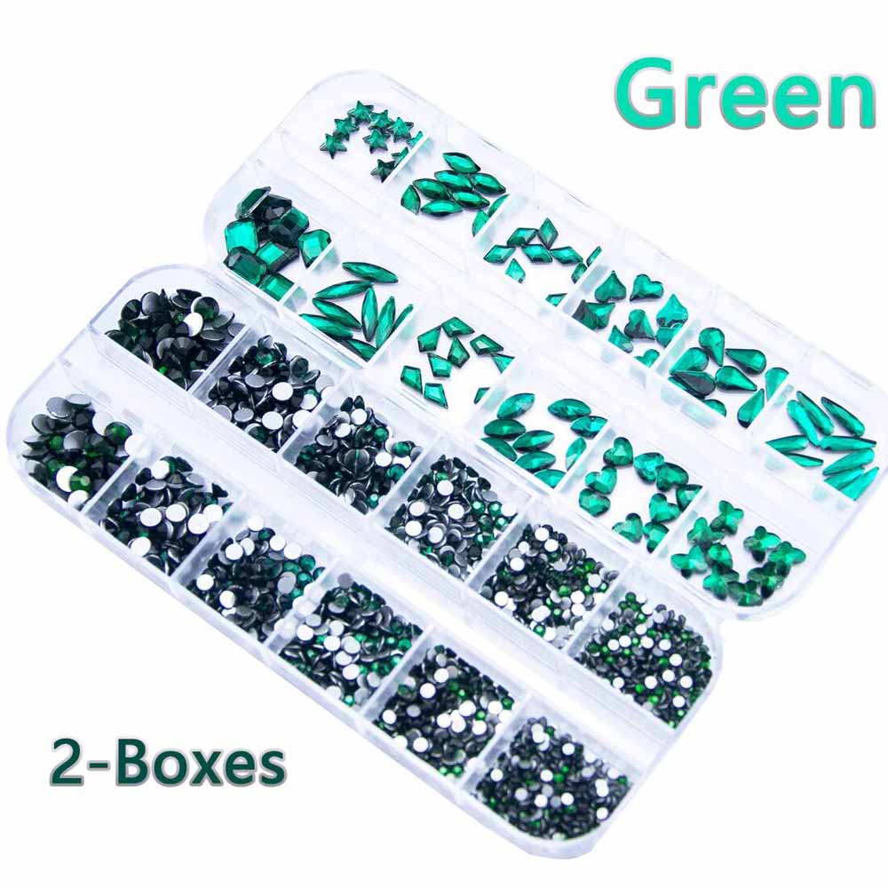 Nail Art Emerald Green - 2 kutu Zümrüt Yeşili Tırnak Rhinestones