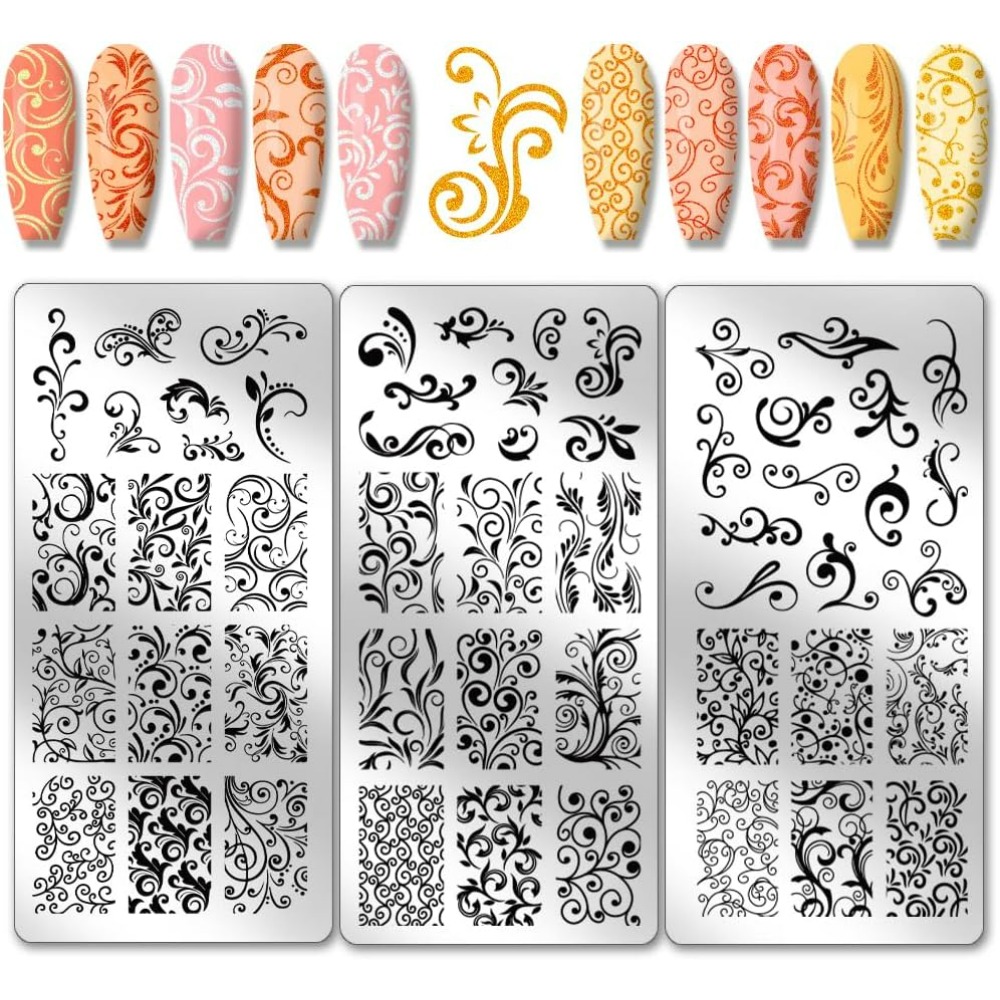 Nail Stamping Plate - 3 adet Girdap Desen Nail Art