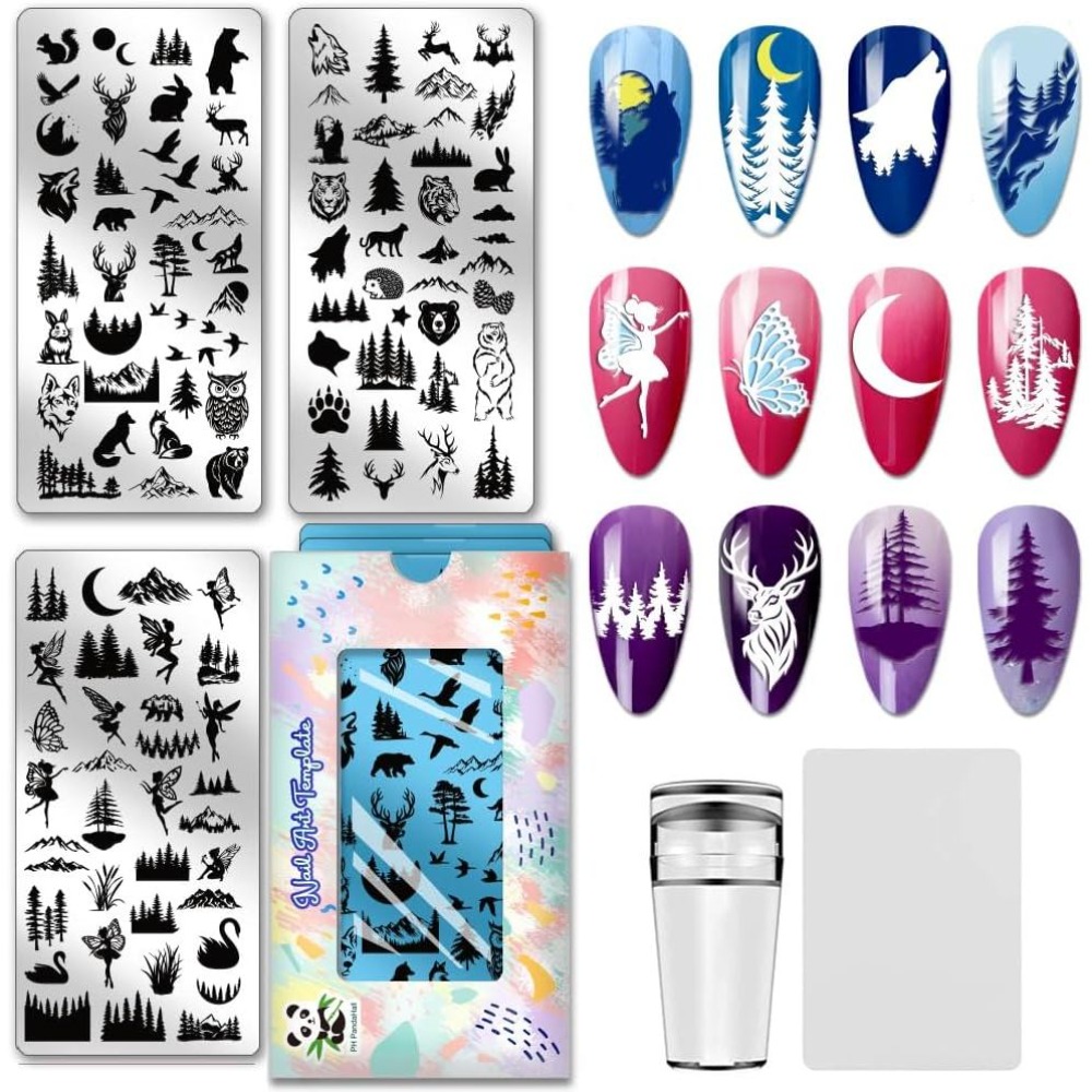 Nail Stamping Plate - 3 adet Vahşi Hayvanlar Tırnak Baskı