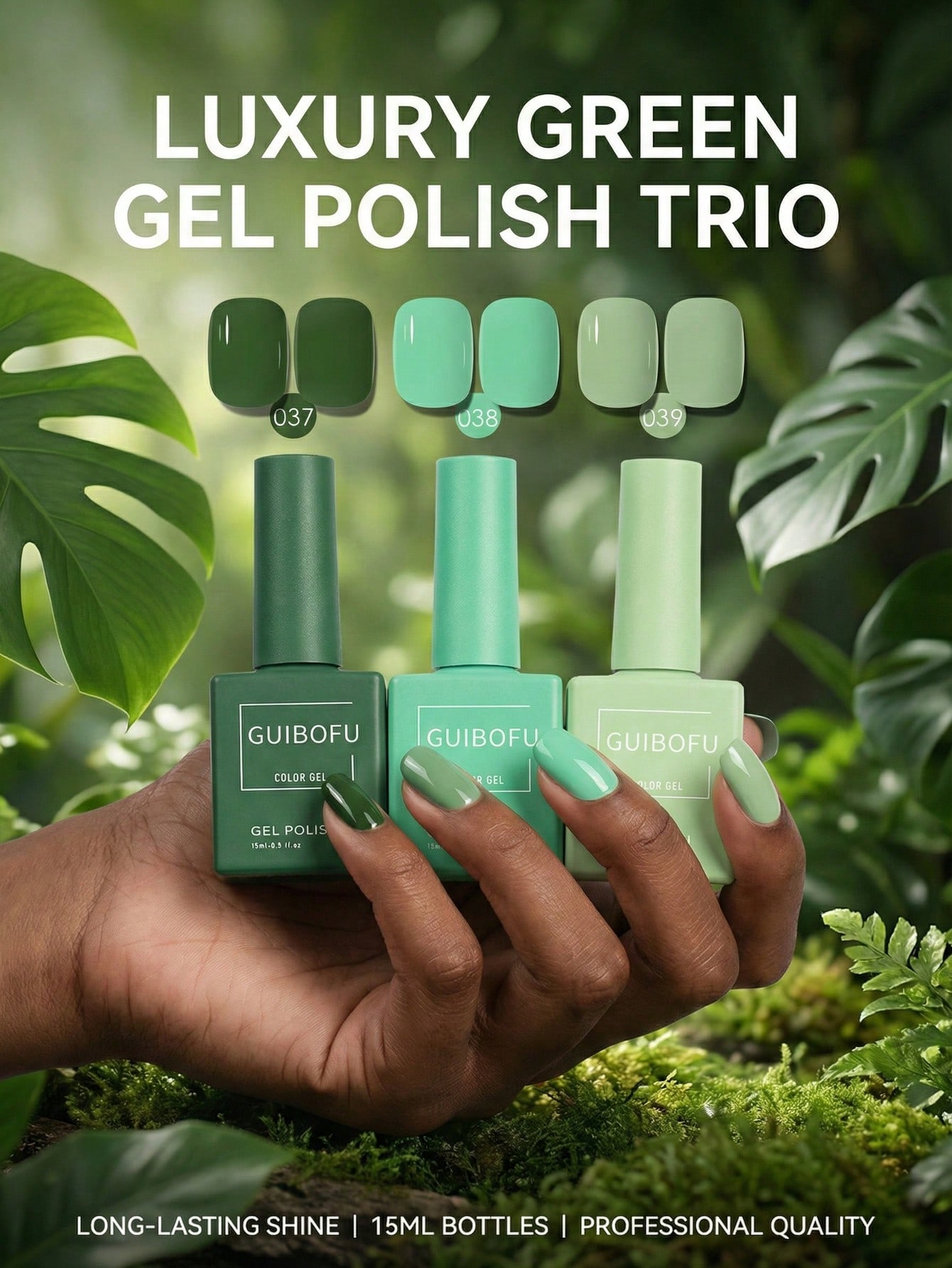 Nail Art Emerald Green - 3 Adet/takım 15ml Orman Yeşili Jel