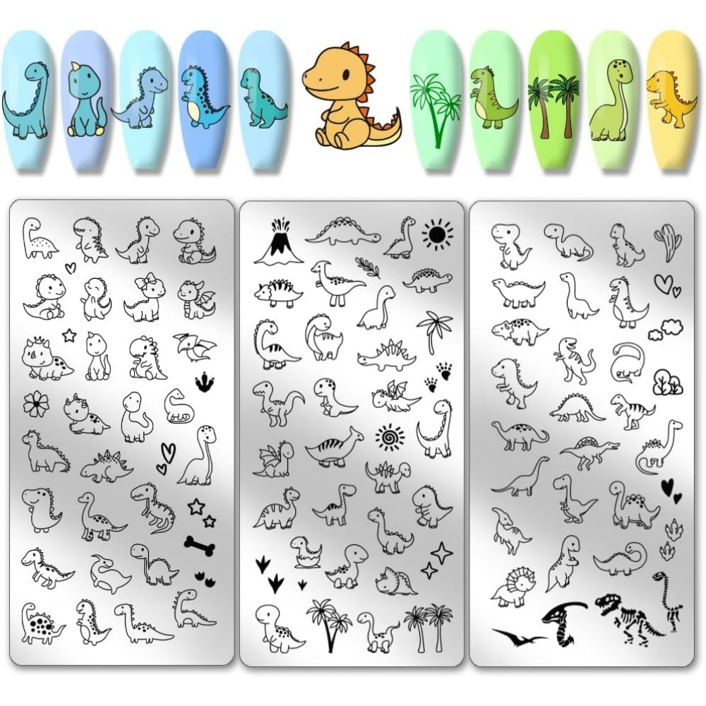 Nail Stamping Plate - 3 adet Dinozor Tırnak Damgalama Plakaları
