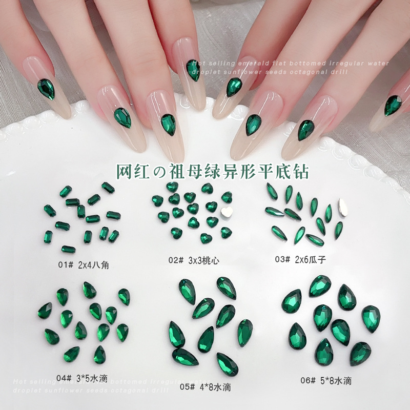 50 adet koyu yeşil düz arka 3D - Nail Art Emerald Green incelemesi ve fiyatı