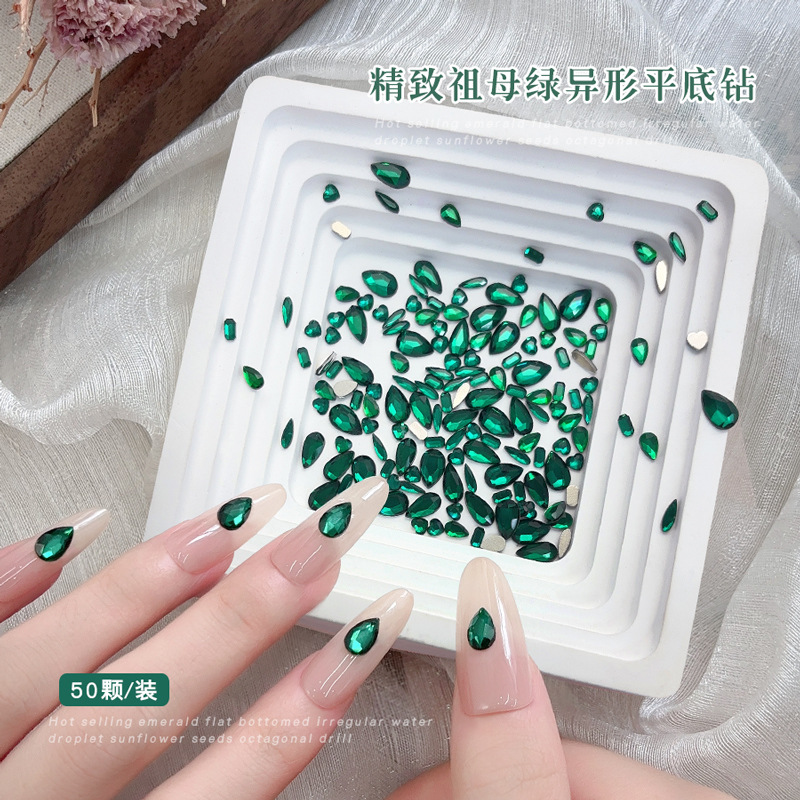 50 adet koyu yeşil düz arka 3D - Nail Art Emerald Green incelemesi ve fiyatı