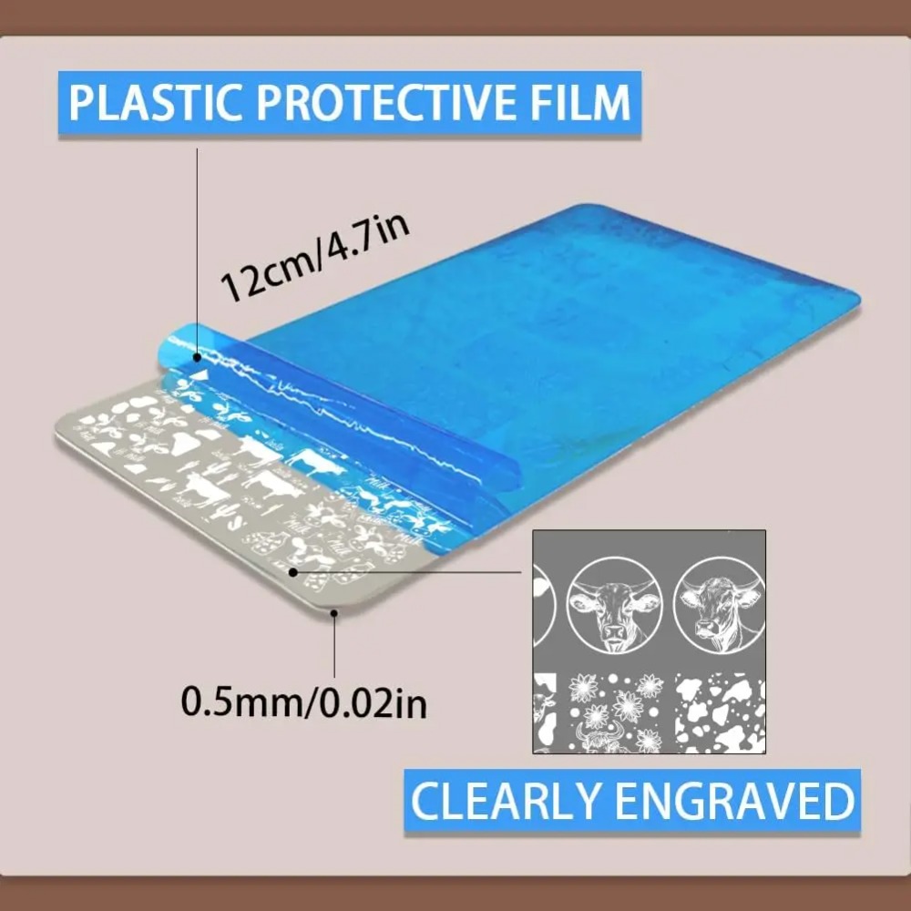 3 adet İnek Temalı Tırnak Bask - Nail Stamping Plate incelemesi ve fiyatı