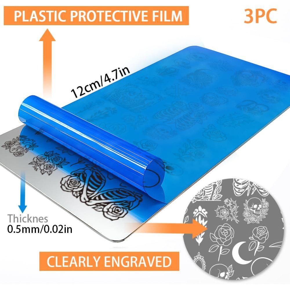 3 adet Kafatası Tırnak Baskı P - Nail Stamping Plate incelemesi ve fiyatı
