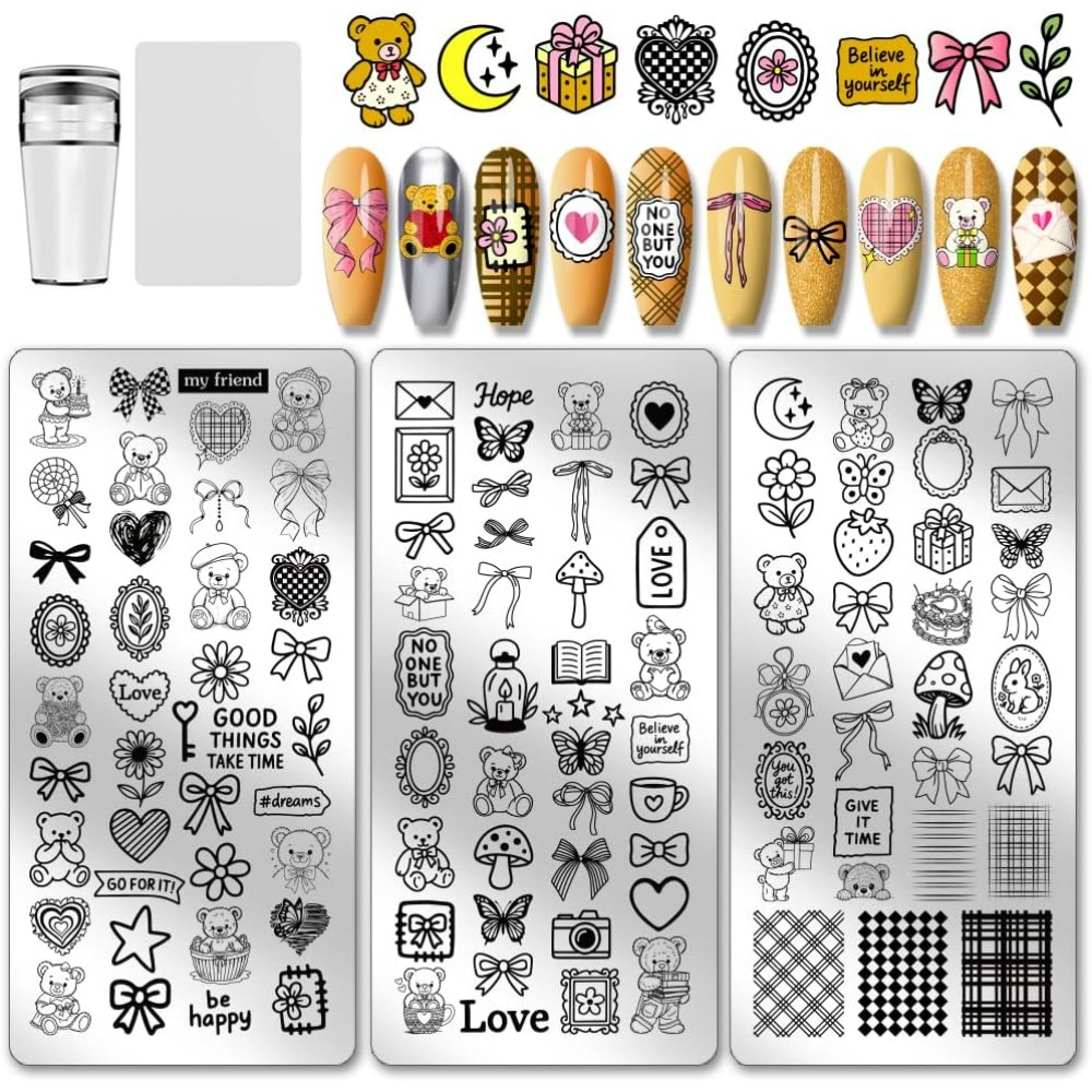 3 adet Sevimli Ayı Tırnak Damg - Nail Stamping Plate incelemesi ve fiyatı