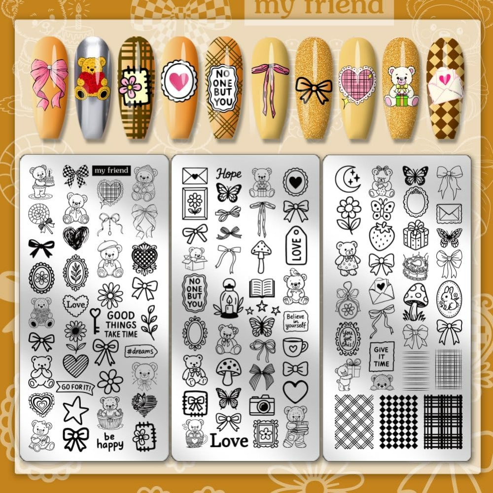 3 adet Sevimli Ayı Tırnak Damg - Nail Stamping Plate incelemesi ve fiyatı