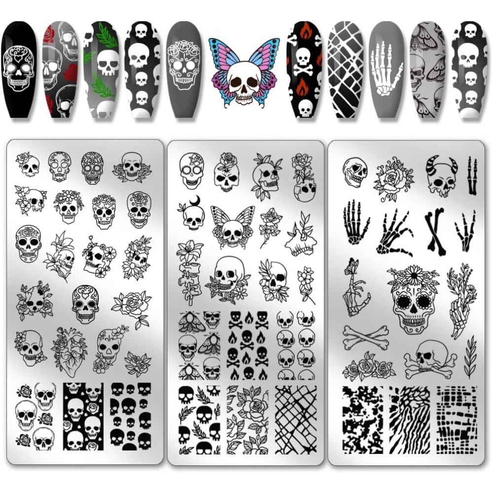 3 adet Gotik Kafatası Tırnak S - Nail Stamping Plate incelemesi ve fiyatı