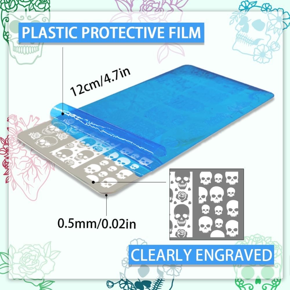 3 adet Gotik Kafatası Tırnak S - Nail Stamping Plate incelemesi ve fiyatı