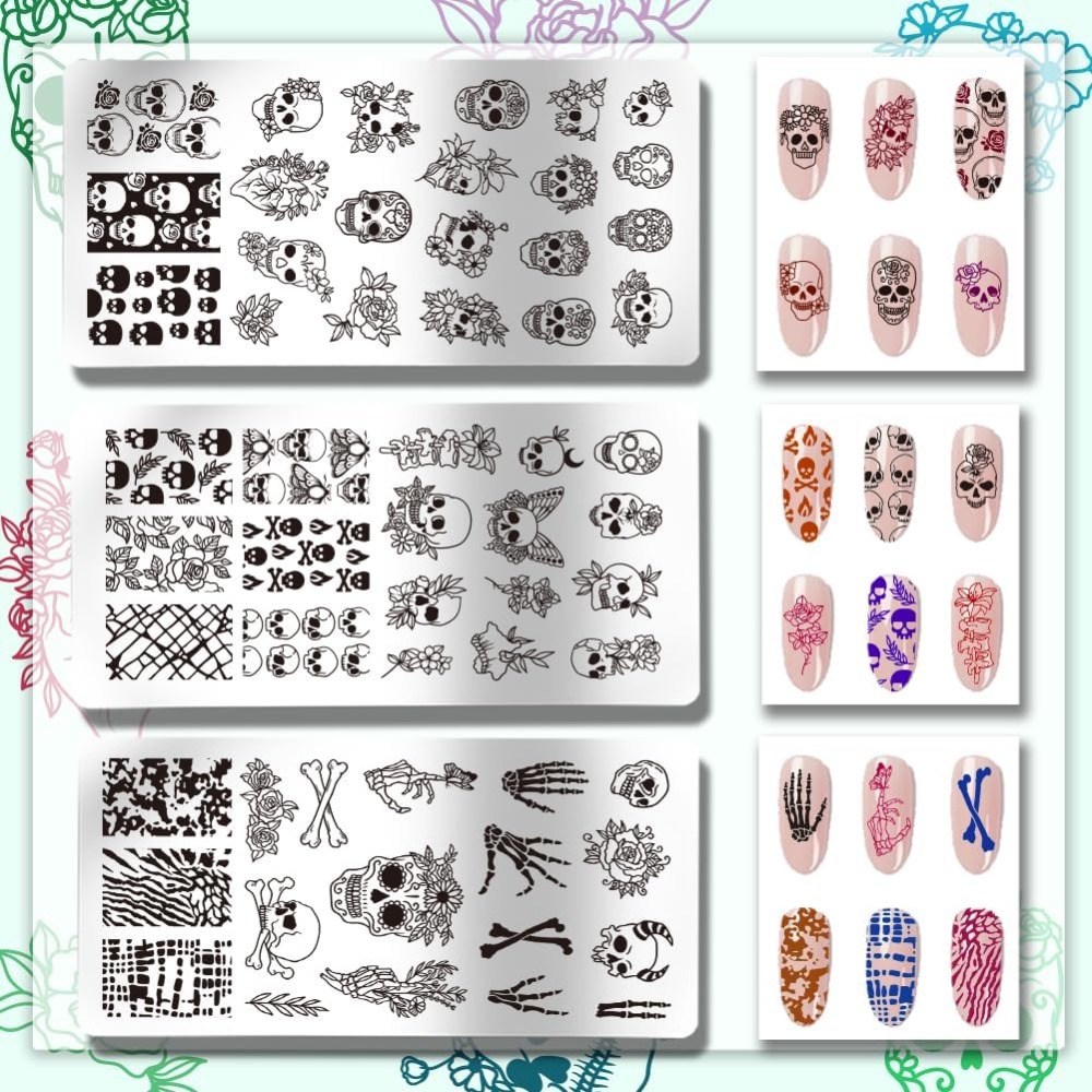 3 adet Gotik Kafatası Tırnak S - Nail Stamping Plate incelemesi ve fiyatı