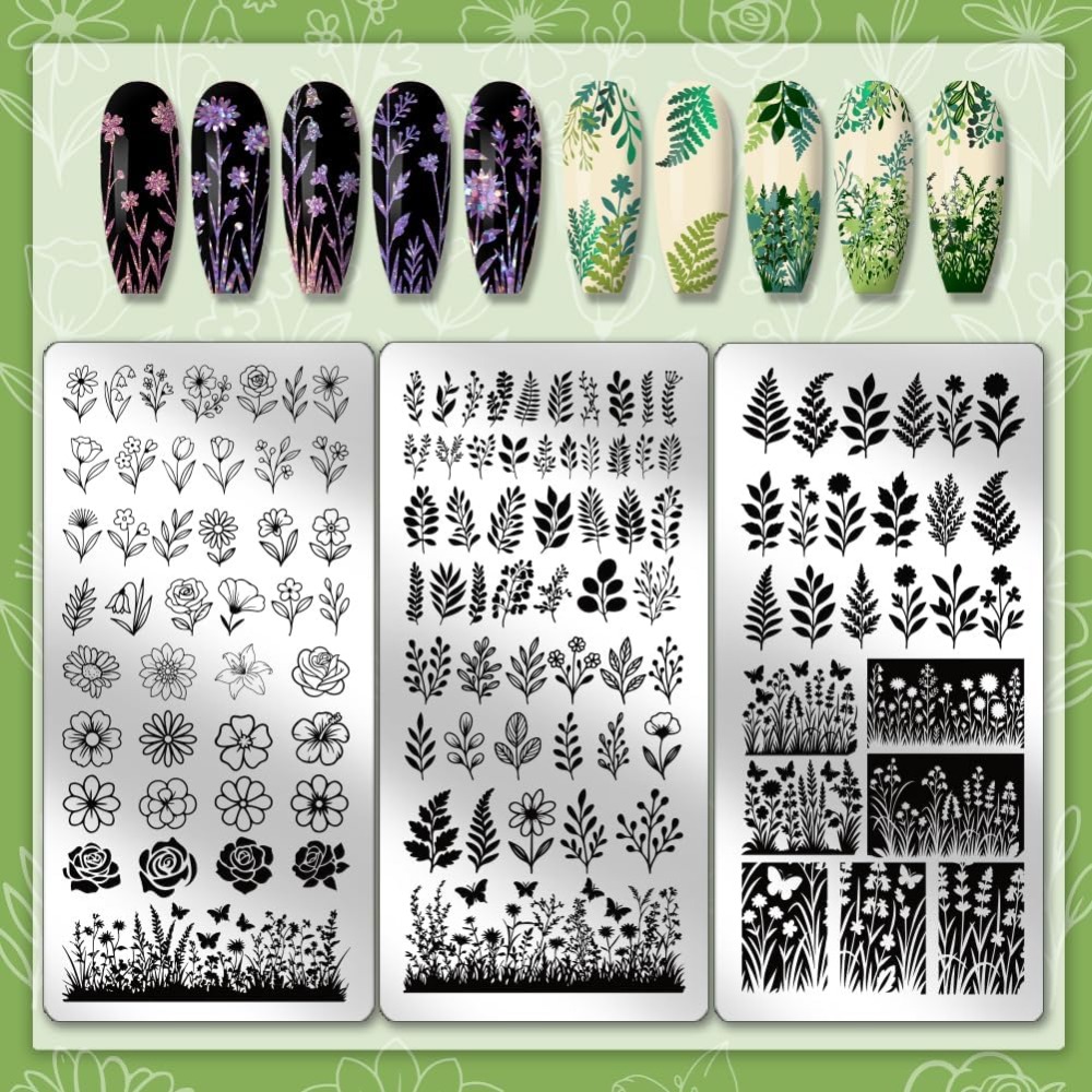 3 adet Çiçek Yaprak Tırnak Bas - Nail Stamping Plate incelemesi ve fiyatı